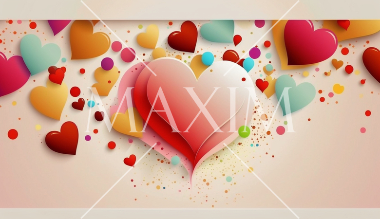 ハートがいっぱいのコピースペースのあるカラフルな背景