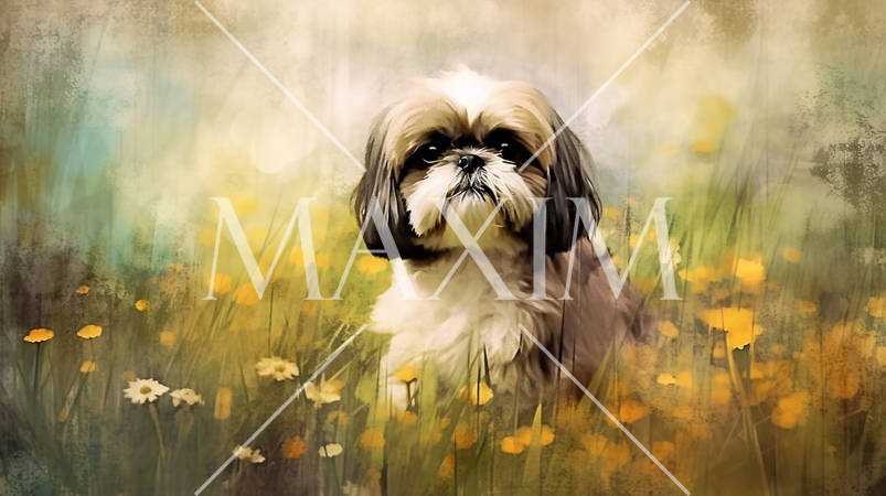 シーズーの水彩画