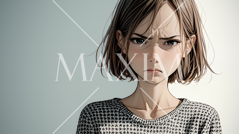 嫌悪の表情を浮かべている若い女性