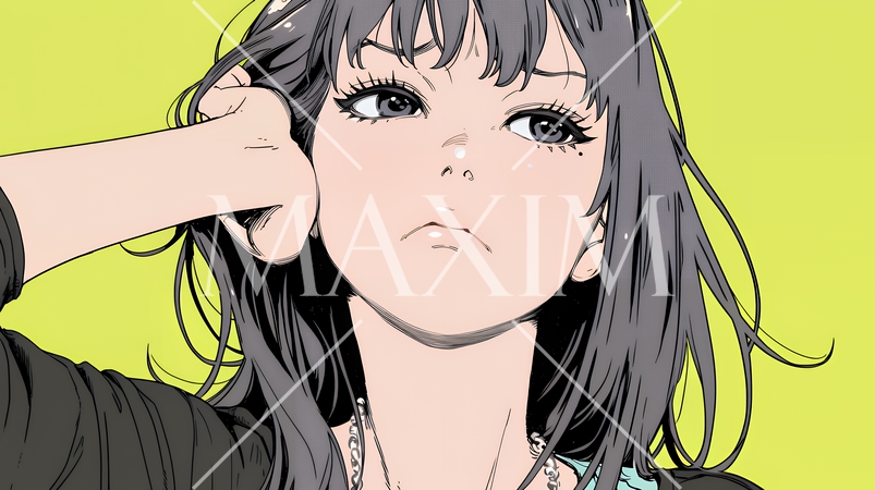 疑問や心配事、不快感、不満などを感じを感じて眉を潜めている若い女性