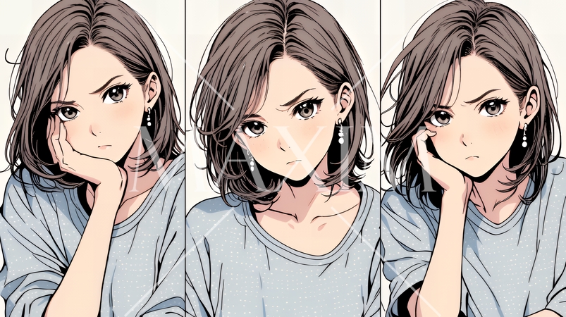 お茶目な（生意気な表情をした遊び心のある）若い女性