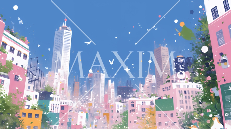 大都市のビル街（ポップでキュートな表現）