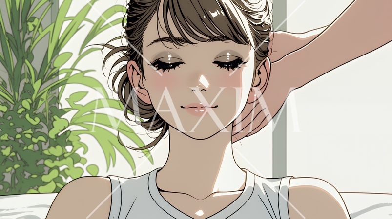 リゾートスパでエステ・マッサージを受けている女性