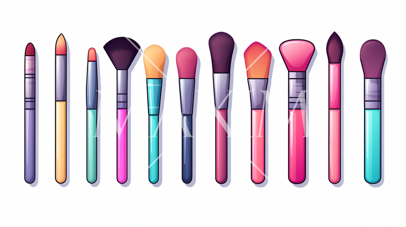 色々なフェースメーキャップブラシのイラスト：プリファレンスシート