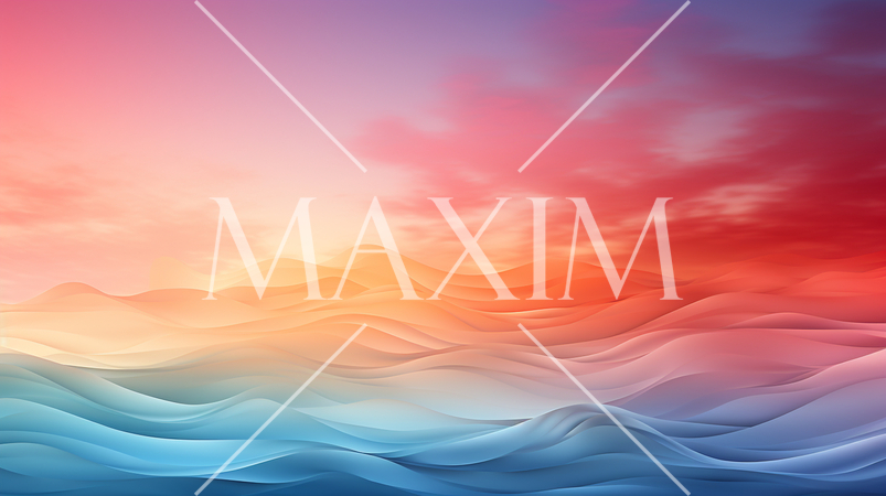 波と空をイメージした幻想的な背景画、カラフルなグラデーション表現：精緻CG