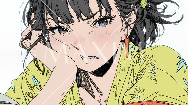 イライラした表情で口をとがらせて舌打ちをしている若い女性