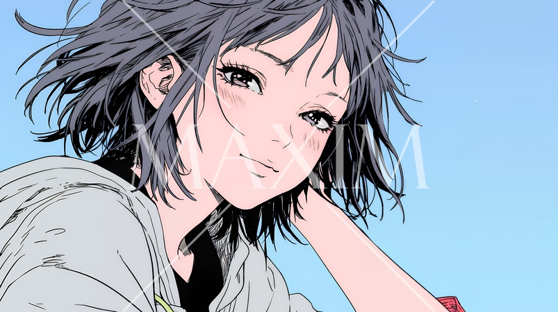 悲しげな目で微笑む（Smiling with sad eyes）若い女性