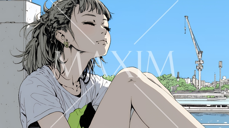 ため息をつく若い女性