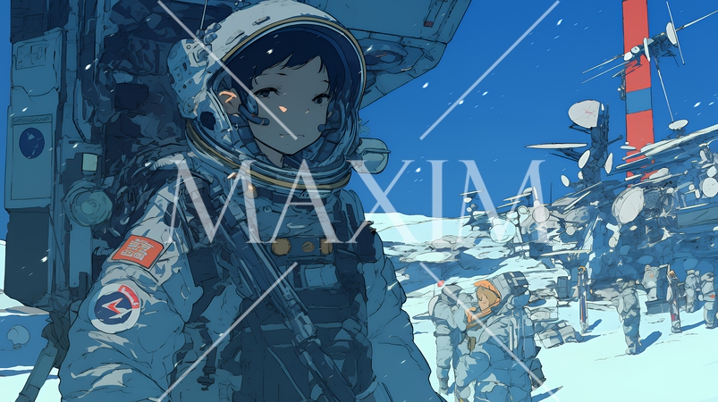 月面（宇宙）基地で作業をしている人たち