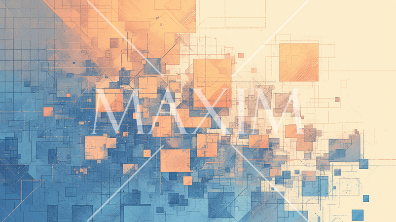 グリッド背景：直交する線で形成された格子状のパターンで、整然とした印象を与える