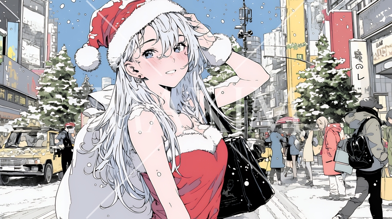 女性のサンタクロース（サンタのコスプレイヤー）