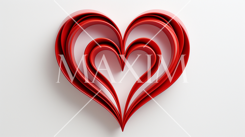 ハートの形の立体（3D）オブジェクトの白背景イラスト