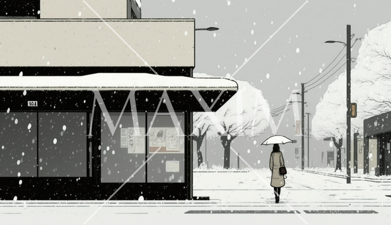 東京の雪の日の朝の静寂