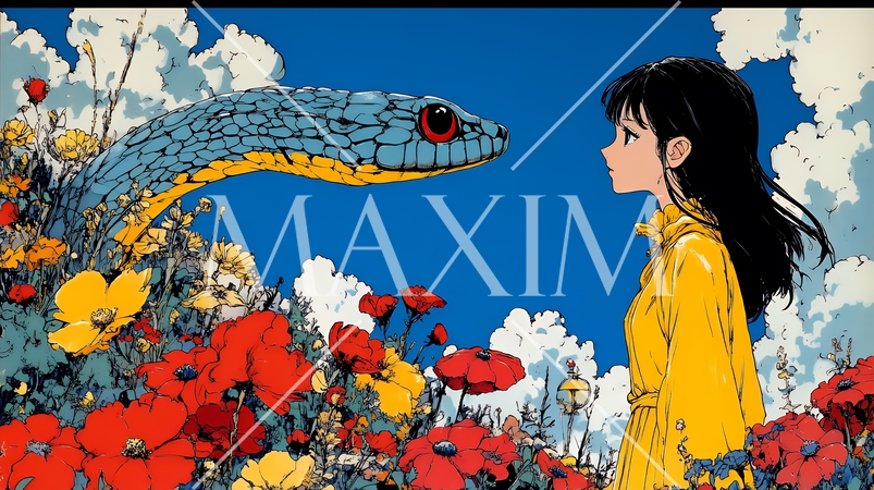 年賀状用のポップなヘビのイラスト