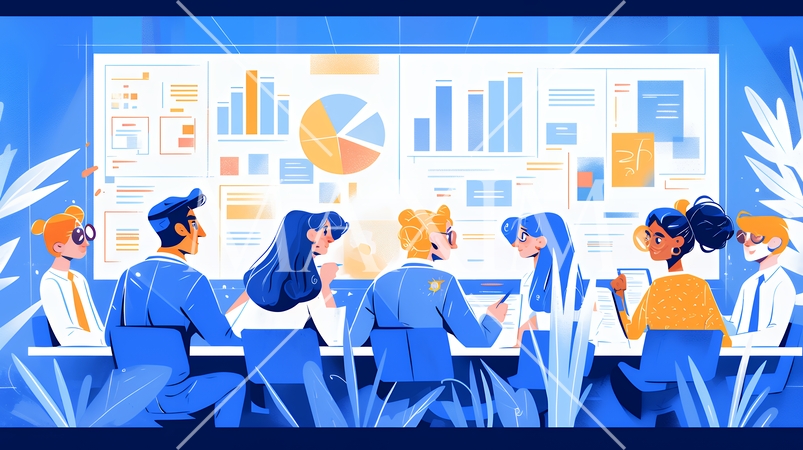 チームでマーケットデータ解析を行っているビジネスパーソン