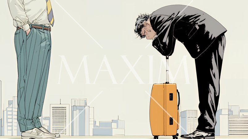 ミスやトラブルを反省してうなだれるビジネスマン｜落ち込む会社員のビジネスイメージイラスト