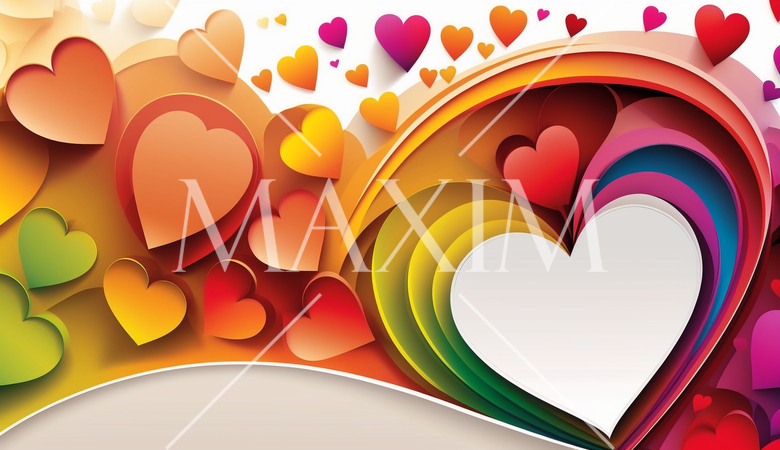 ハートがいっぱいのコピースペースのあるカラフルな背景