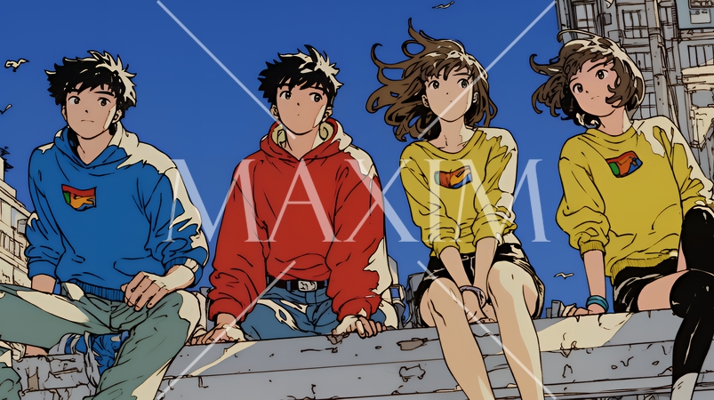 夜の街でたむろっているティーンエージャーたち