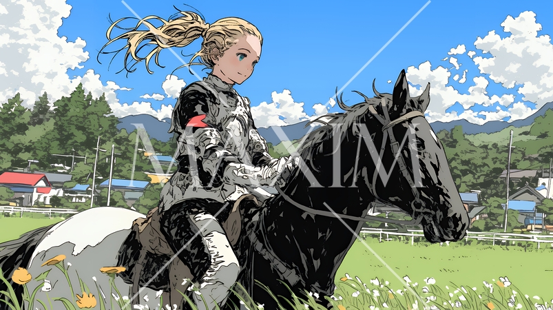 乗馬をしている若い女性