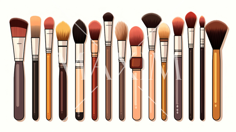 色々なフェースメーキャップブラシのイラスト：プリファレンスシート