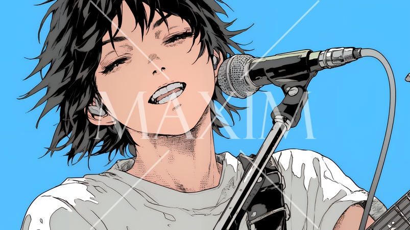 歌を熱唱している若い男性