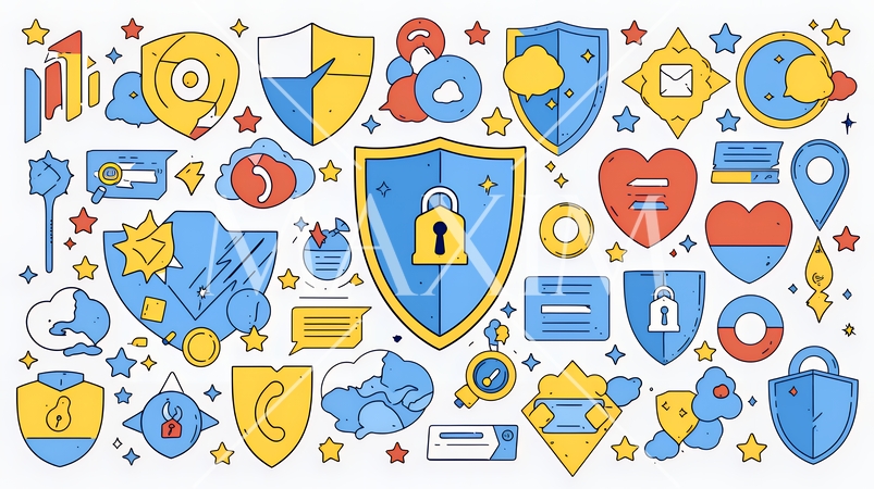 サイバーセキュリティ対策の重要性｜ロックとシールドで守る情報保護のビジネスバナー素材