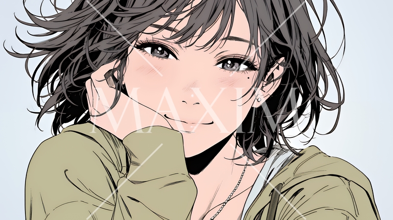 笑顔一杯の若い女性