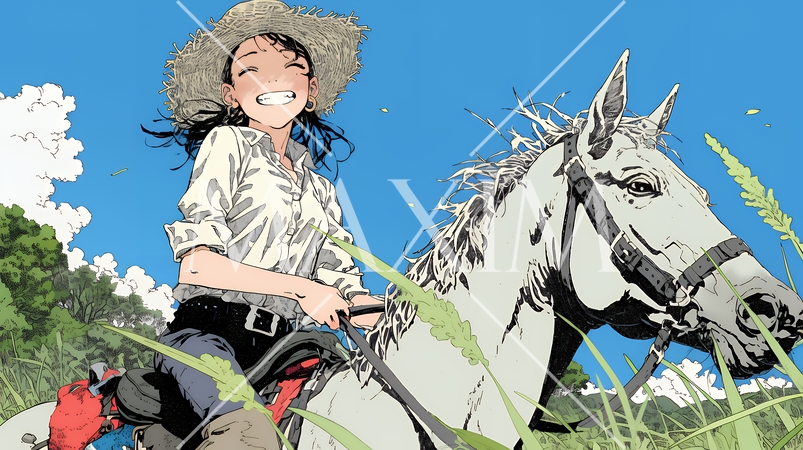 乗馬をしている若い女性