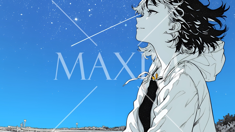 星空を眺めている若い女性