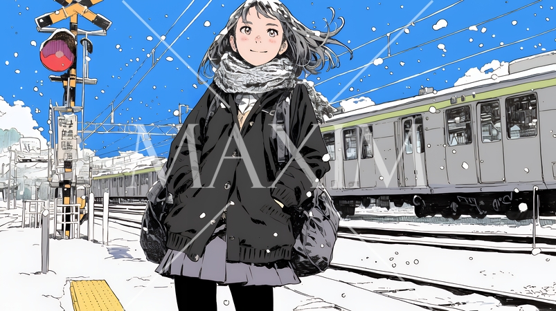 電車で通学している女子高生