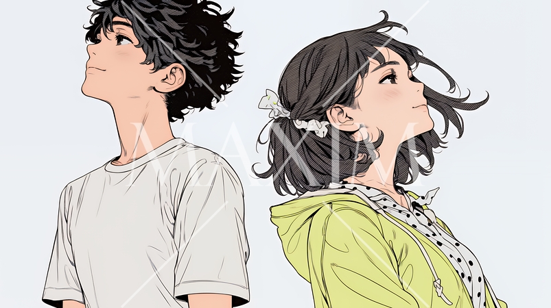 希望に満ちたライフスタイルを過ごす若いカップル：未来を見つめている