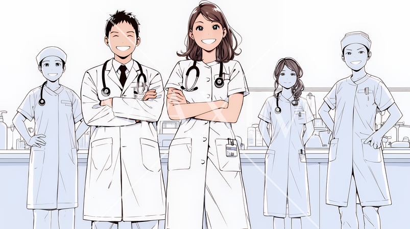 メディカルスタッフ：医療連携（シンプルな色使い）
