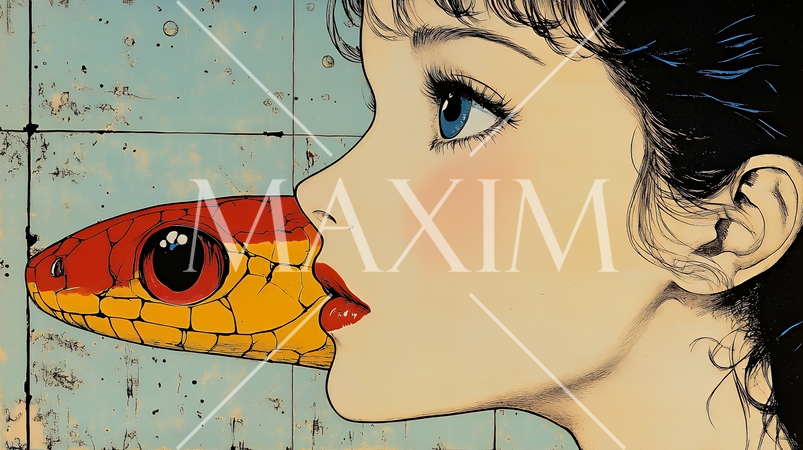 年賀状用のポップなヘビのイラスト