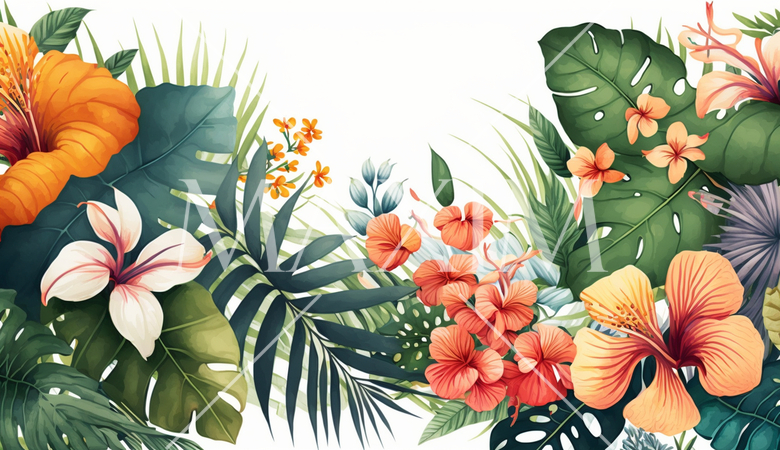 色々な熱帯植物の水彩画