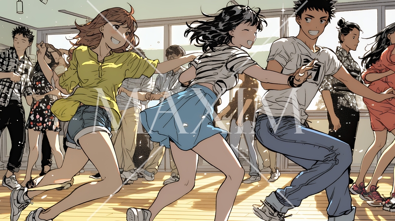 ダンスの練習をしている若者たち