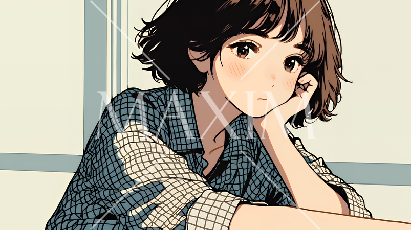 考え事をしている若い女性