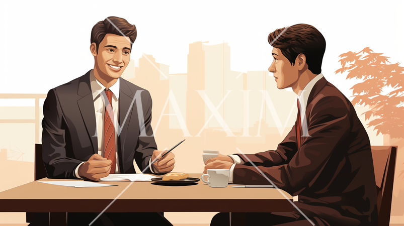 仕事のインタビュー：採用面接や1:1のミーティング。