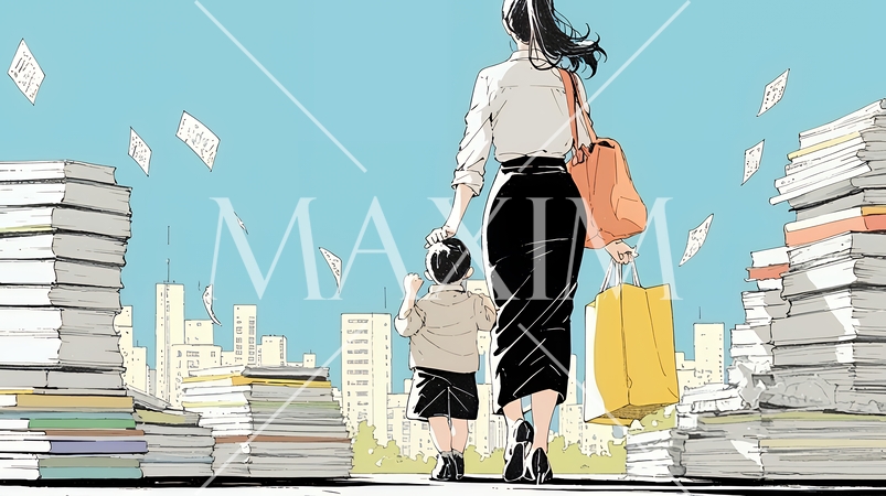 ワーク・ライフ・バランス：ビジネスパーソンが仕事と家庭のバランスをとっている