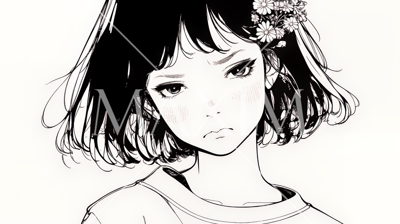 Noという表現を思いっきり顔に表しているる女性（シンプルな色使い）