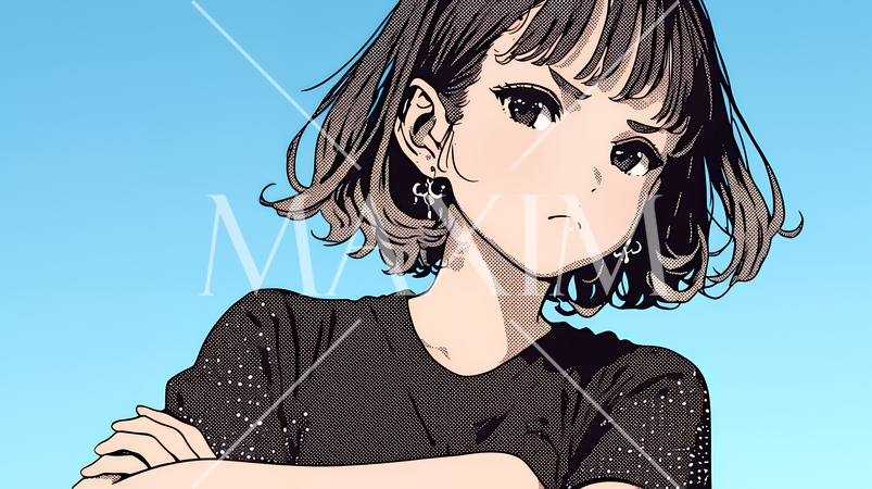 「ふん！」という表情でそっぽを向いている若い女性