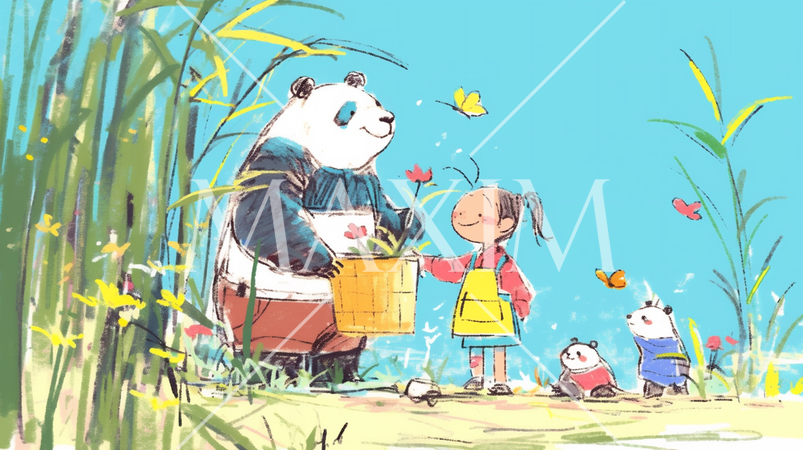 さようなら・元気でね！わたしたちのパンダ（クレヨン＋水彩画風）