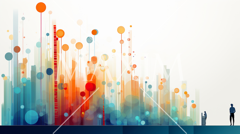 会社の成長と拡大のイメージ：新規市場への進出、成長ストラテジー。