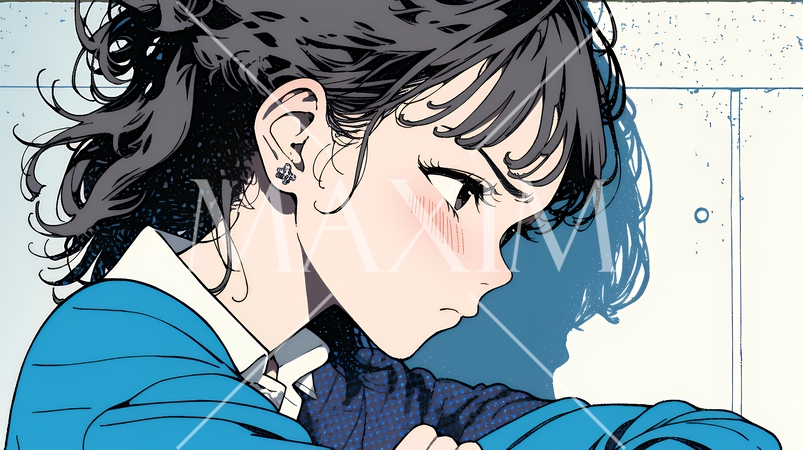 「ふん！」という表情でそっぽを向いている制服を着た女子高生