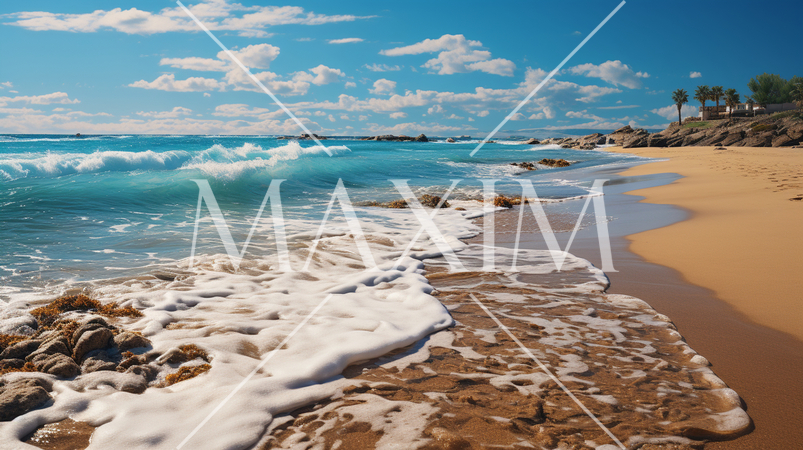 南国の海岸と青い海と青い空