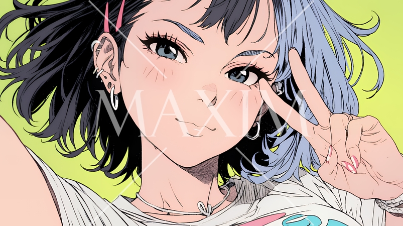 スマホで自撮りしている若い女性