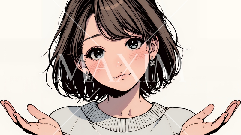 肩をすくめて困惑・諦めの仕草をしている若い女性