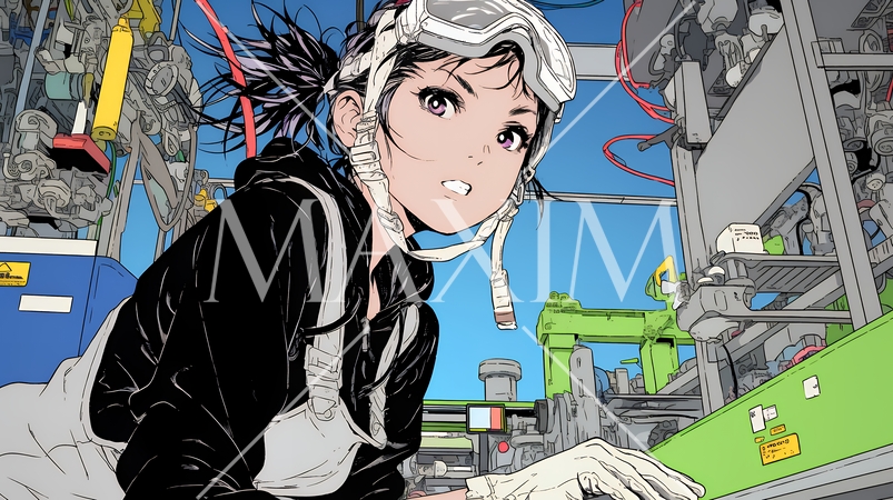 作業服を着た女性工場労働者