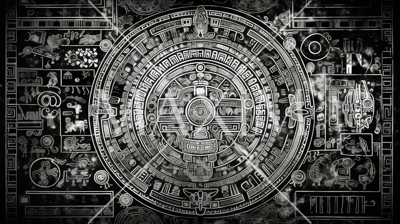 古代の壁画の背景：災害の様子を表したとされる（フェイク）