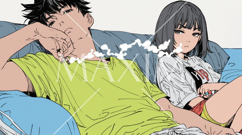 パートナーのたばこの煙を嫌がる若い女性