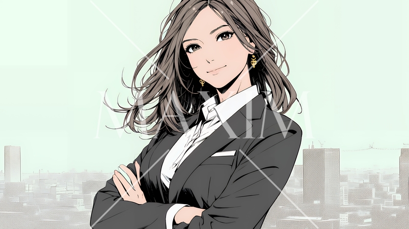 自信満々に晴天の都会の街を歩いているビジネスウーマン